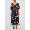 The Lulo Project Sol Horse Print Puff Sleeve Crepe Maxi Dress In Multi