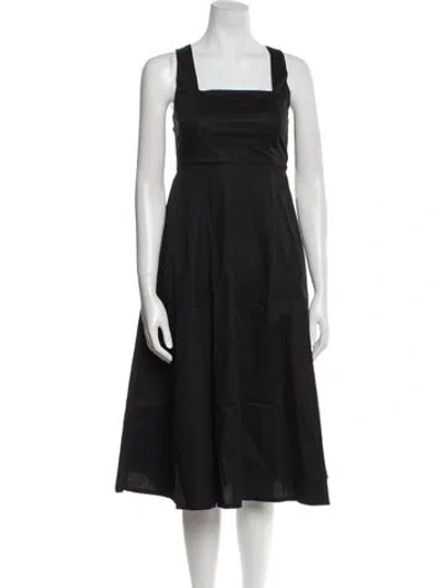 Pre-owned The Lulo Project Square Neckline Midi Length Dress In Black