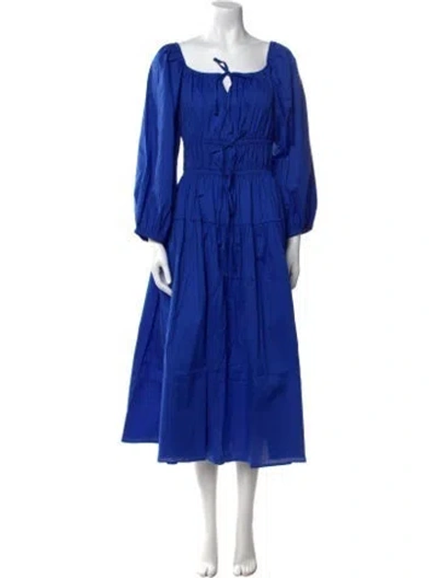 Pre-owned The Lulo Project Square Neckline Midi Length Dress In Blue