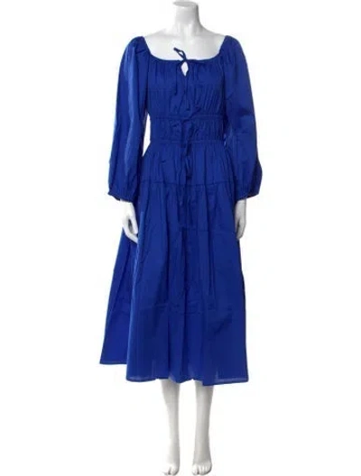 Pre-owned The Lulo Project Square Neckline Midi Length Dress In Blue