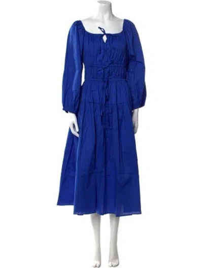 Pre-owned The Lulo Project Square Neckline Midi Length Dress In Blue