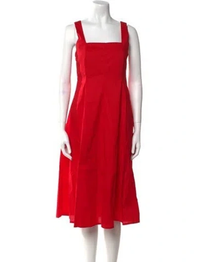Pre-owned The Lulo Project Square Neckline Midi Length Dress In Red