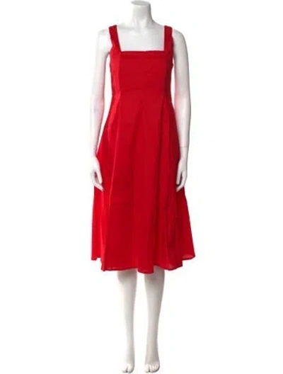Pre-owned The Lulo Project Square Neckline Midi Length Dress In Red