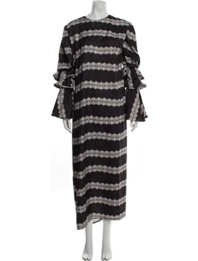 Pre-owned The Lulo Project Striped Long Dress In Black