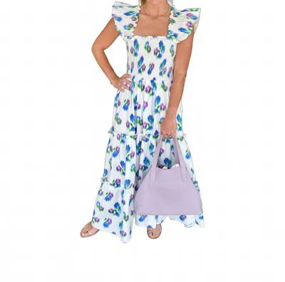 The Lulo Project Sunset Maxi Dress In White In Blue