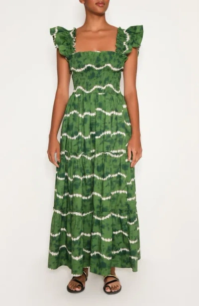 The Lulo Project Sunset Print Smocked Stretch Cotton Maxi Dress