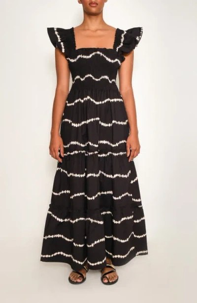 The Lulo Project Sunset Print Smocked Stretch Cotton Maxi Dress