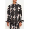 The Lulo Project Teresa Floral Button-up Shirt In Birds Of Paradise Black