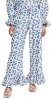 The Lulo Project Teresa Pants Denim Flowers In Denim Flowers