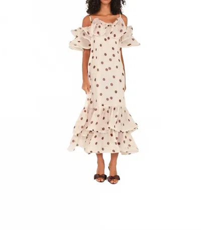 The Lulo Project The Barefoot Maxi Dress In Cream Polka Dot In Multi