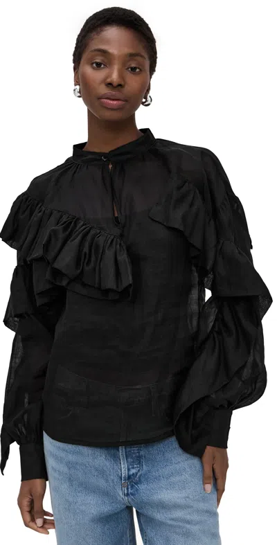 The Lulo Project The Chaos Petal Linen Top Black 01