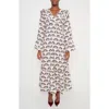 The Lulo Project The Chaos Petal Print Long Sleeve Maxi Dress In Neutral
