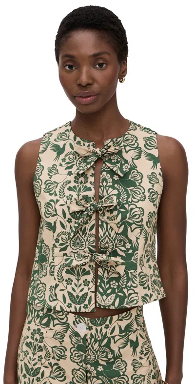 The Lulo Project The Cliff Top Green Folk Paisley In Neutral