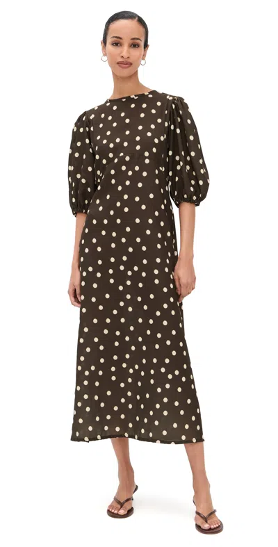 The Lulo Project The Dawn Dress Polka Dots Brown