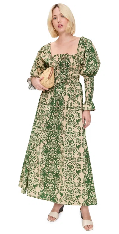 The Lulo Project The Honor Dress Green Folk Paisley