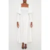 The Lulo Project The Honor Smocked Long Sleeve Maxi Dress In White