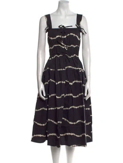 Pre-owned The Lulo Project Tie-dye Print Midi Length Dress In Black