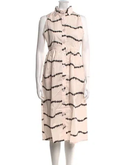 Pre-owned The Lulo Project Tie-dye Print Midi Length Dress In Neutral