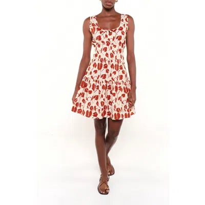 The Lulo Project Victoria Floral Tiered Stretch Cotton Minidress In Red