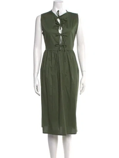 Pre-owned The Lulo Project V-neck Midi Length Dress W/ Tags In Green