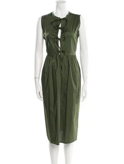 Pre-owned The Lulo Project V-neck Midi Length Dress W/ Tags In Green