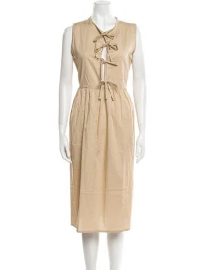 Pre-owned The Lulo Project V-neck Midi Length Dress W/ Tags In Neutral