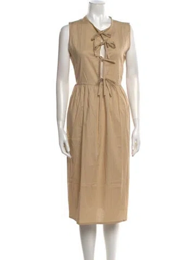 Pre-owned The Lulo Project V-neck Midi Length Dress W/ Tags In Neutral