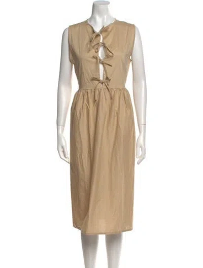 Pre-owned The Lulo Project V-neck Midi Length Dress W/ Tags In Neutral
