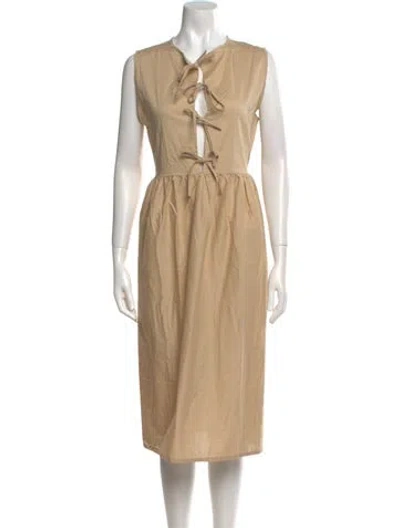 Pre-owned The Lulo Project V-neck Midi Length Dress W/ Tags In Neutral