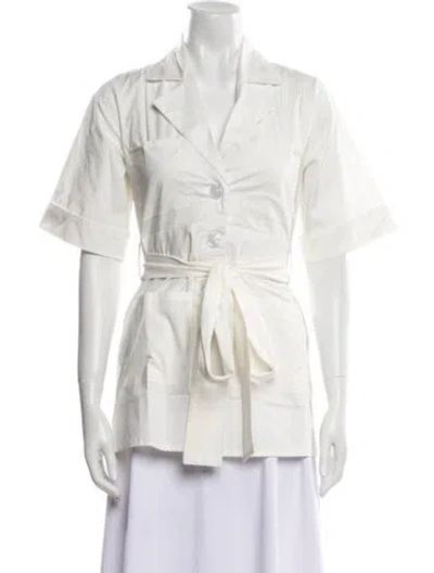 Pre-owned The Lulo Project V-neck Three-quarter Sleeve Button-up Top W/ Tags In White