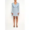 The Lulo Project Wings Of The West Floral Long Sleeve Stretch Cotton Dress In Blue