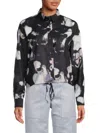 The Lynk Women's Circle Print Drawstring Waist Shirt In Black