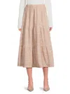 The Lynk Yal New York Women's Heathered Tiered A-line Midi Skirt In Beige
