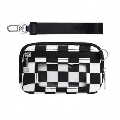 The Lyrical Spirit Women's Checkered Id Wallet Nylon Wristlets In Black/white In Multi