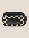 The Lyrical Spirit Women's Checkered Id Wallet Vegan Leather Canvas Wristlets In Black In Black