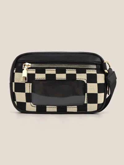 The Lyrical Spirit Women's Checkered Id Wallet Vegan Leather Canvas Wristlets In Black
