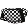 The Lyrical Spirit Women's Checkered Nylon Fanny Pack Sling Bags In Black White In Black