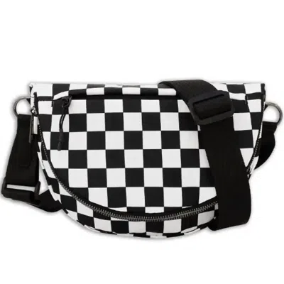 The Lyrical Spirit Women's Checkered Nylon Fanny Pack Sling Bags In Black White