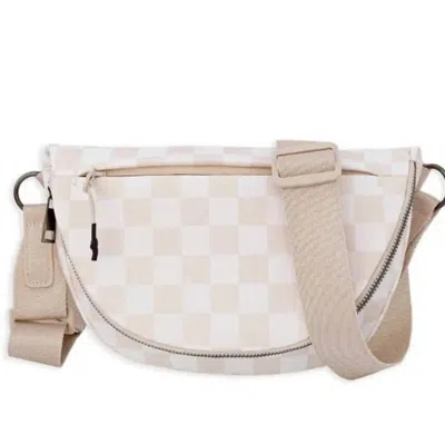 The Lyrical Spirit Women's Checkered Nylon Fanny Pack Sling Bags In Cream Beige In Multi