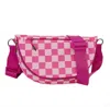 The Lyrical Spirit Women's Checkered Nylon Fanny Pack Sling Bags In Pink Rose In Pink