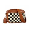 The Lyrical Spirit Women's Checkered Shoulder Purse In Brown In Brown