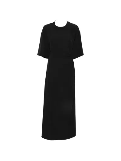 The M Cut-out Gathered Midi Dress In Black