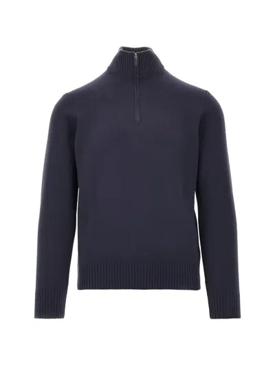 The M Half-zip Wool Sweater In Blue