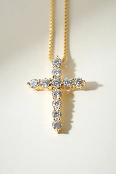 The M Jewelers Bella Pavé Cross Necklace In Gold, Women's At Urban Outfitters