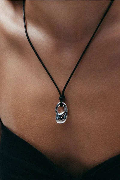 The M Jewelers Isa Cord Pendant Necklace In Silver, Women's At Urban Outfitters In Metallic