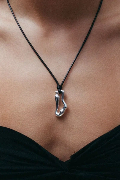 The M Jewelers Kylia Cord Pendant Necklace In Silver, Women's At Urban Outfitters In Metallic