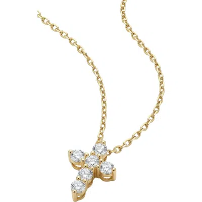 The M Jewelers Mini Bella Pavé Cross Pendant Necklace In Gold