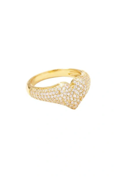 The M Jewelers Mini Iced Out Heart Pinky Ring In Gold
