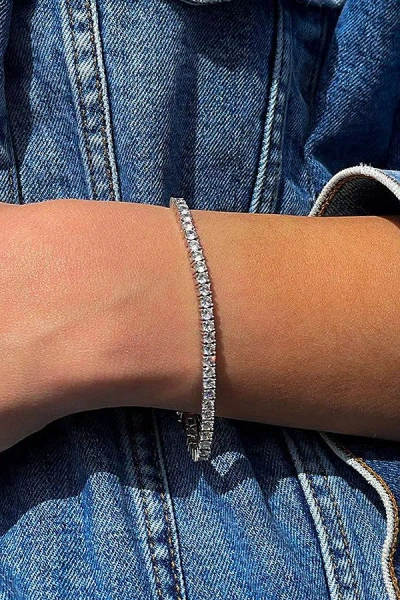 The M Jewelers Pavé Tennis Bracelet In Silver, Women's At Urban Outfitters