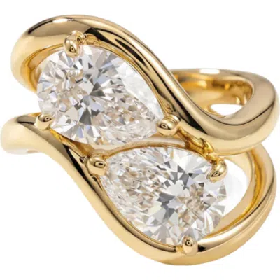 The M Jewelers Set Of 2 Pear-cut Cubic Zirconia Rings In Gold